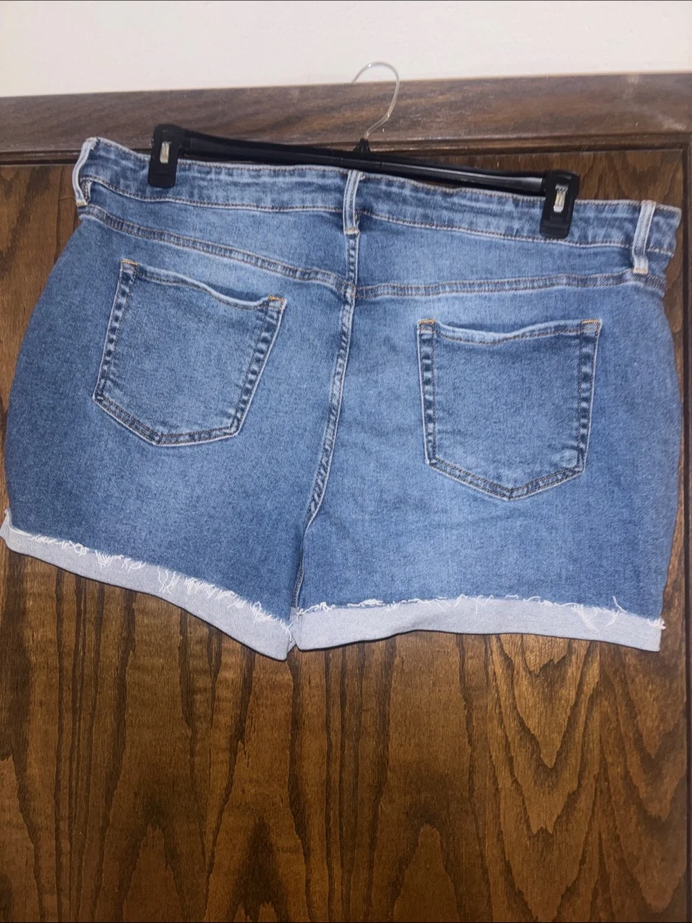 Ava & Viv Washed Blue High-Rise Button-Fly Denim Shorts Size 22W